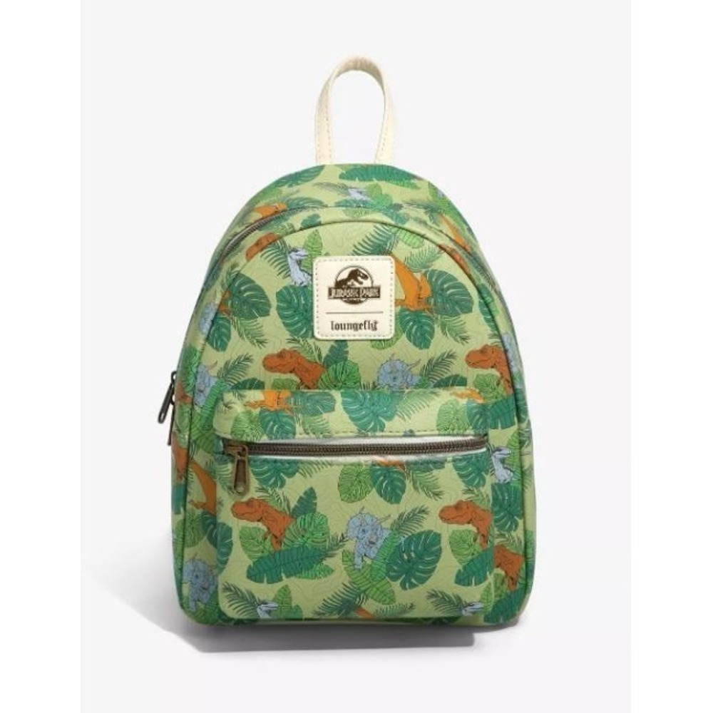 NEW Loungefly Jurassic Park Dinosaur Foliage Mini Backpack Green Rare NWT